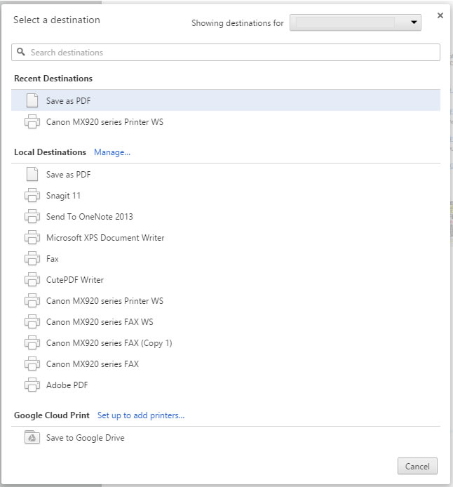 Select save as PDF in Chrome